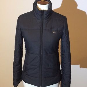 Lacoste Women’s Black Puffer Jacket Tailored Waist